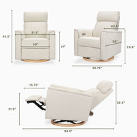 B17186WBLB,Willa Plus Power Glider Recliner w/ Power Headrest in Ivory Boucle with Light Wood Base