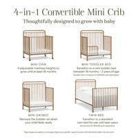 M15398VG,Winston 4-in-1 Convertible Mini Crib in Vintage Gold