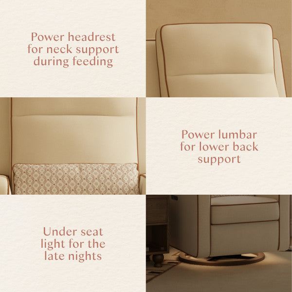 M23082PCMTB,Nate Berkus x Babyletto Sigi Pro Power Recliner in Performance Cream Linen w/Toffee Base