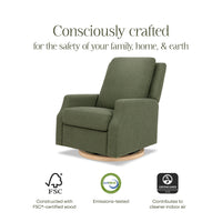 M22287OBLB,Crewe Recliner and Swivel Glider in Olive Boucle w/Light Wood Base