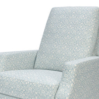 M22287BPBDB,Crewe Recliner and Swivel Glider in Bellflowers in Powdered Blue w/Dark Wood Base