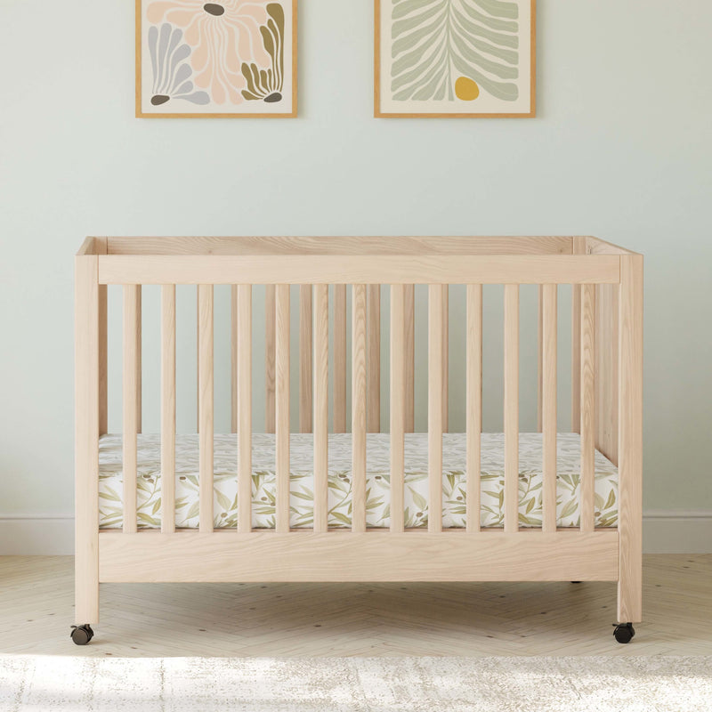 M6601NX,Maki Full-Size Folding Crib w/Toddler Bed Conversion Kit in Washed Natural
