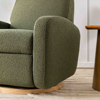 M23188OBLB,Nami Glider Recliner w/ Electronic Control and USB in Olive Boucle w/Light Wood Base