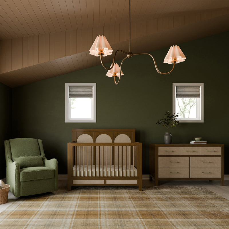 M24801NLPSEW,Eloise 4-in-1 Convertible Crib in Natural Walnut & Performance Sand Eco-Weave