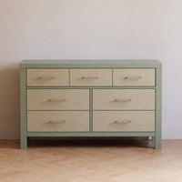 M24816FSPSEW,Eloise 7-Drawer Assembled Dresser in French Sage and Performance Sand Eco-Weave