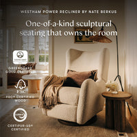M34288PSWTB,Nate Berkus x Babyletto Westham Power Recliner in Performance Powder Slub Weave w/Toffee Base
