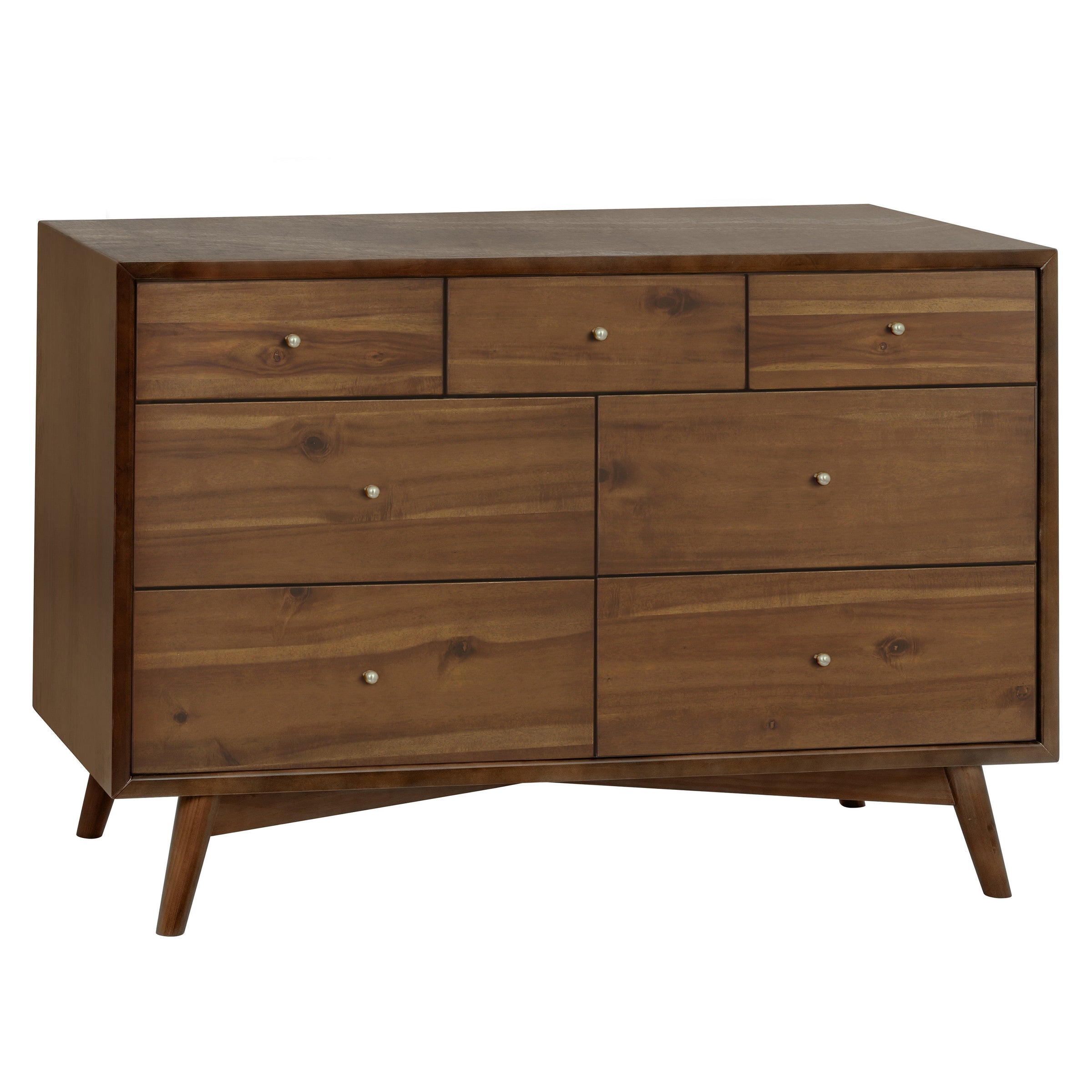 M15916NL,Palma 7-Drawer Double Dresser  Assembled in Natural Walnut