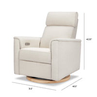 B17186WBLB,Willa Plus Power Glider Recliner w/ Power Headrest in Ivory Boucle with Light Wood Base