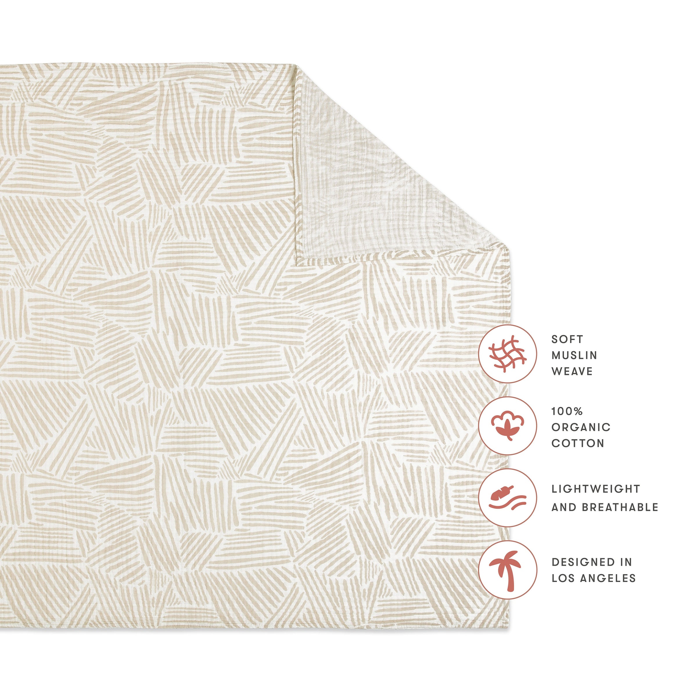 T29238,Oat Stripe Muslin Swaddle in GOTS Certified Organic Cotton