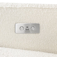 M23085WBLB,Sigi Glider Recliner w/ Electronic Control and USB in Ivory Boucle w/ Light Wood Base