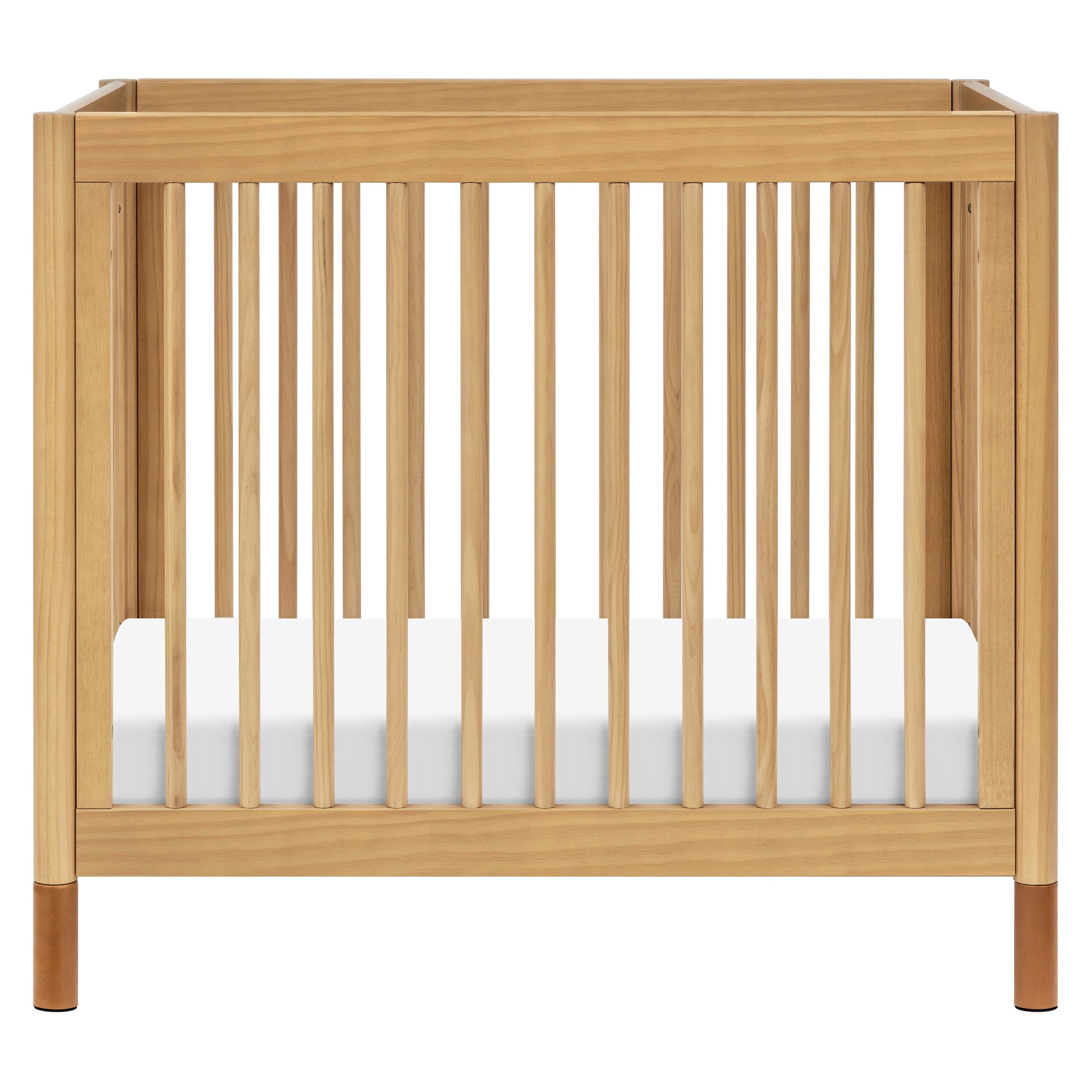 M12998HYVTL,Gelato 4-in-1 Convertible Mini Crib and Twin bed in Honey with Vegan Tan Leather Feet