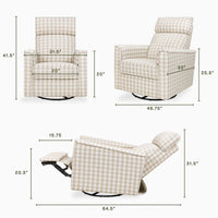 M17186TGH,Willa Plus Power Glider Recliner w/ Power Headrest in Tan Gingham
