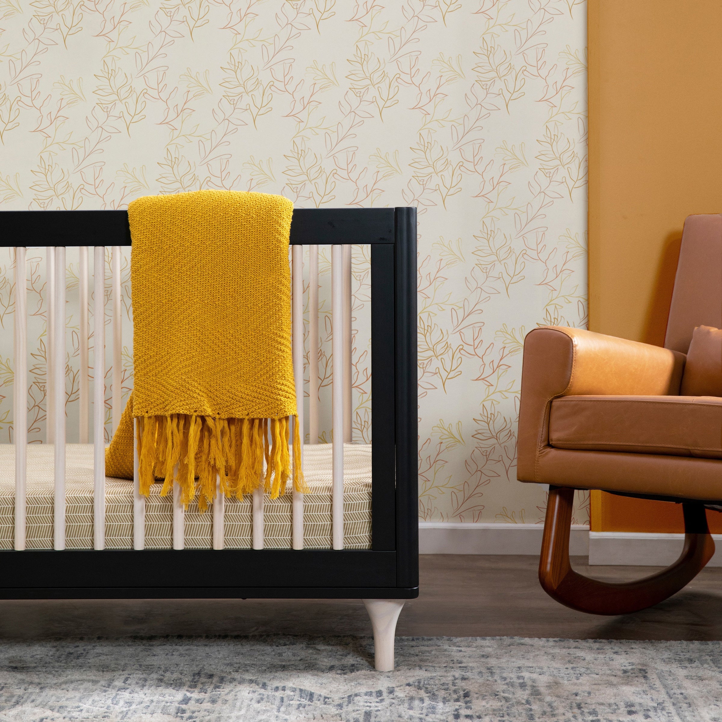 M9001BNX,Lolly 3-in-1 Convertible Crib w/Toddler Bed Conversion in Black/WashedNatural