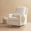 M23085WBLB,Sigi Glider Recliner w/ Electronic Control and USB in Ivory Boucle w/ Light Wood Base