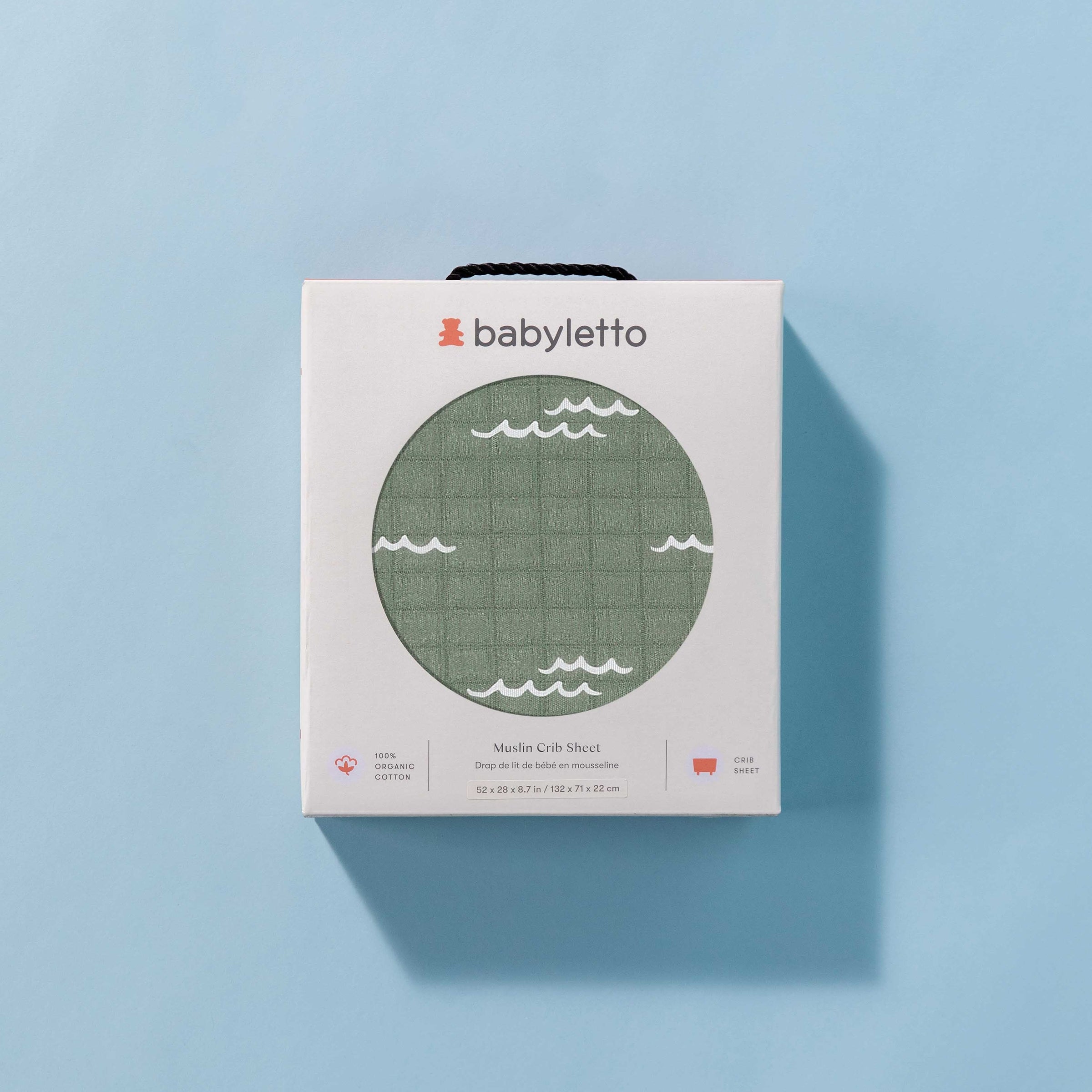 T27135,Ocean Waves Muslin Crib Sheet in GOTS Certified Organic Cotton