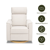 B17186PCMEWLB,Willa Plus Power Glider Recliner w/ Power Headrest in Performance Cream Eco-Weave w/Light Wood base