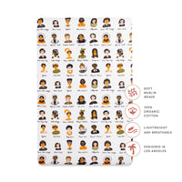 T28436,Women In History Muslin Mini Crib Sheet in GOTS Certified Organic Cotton