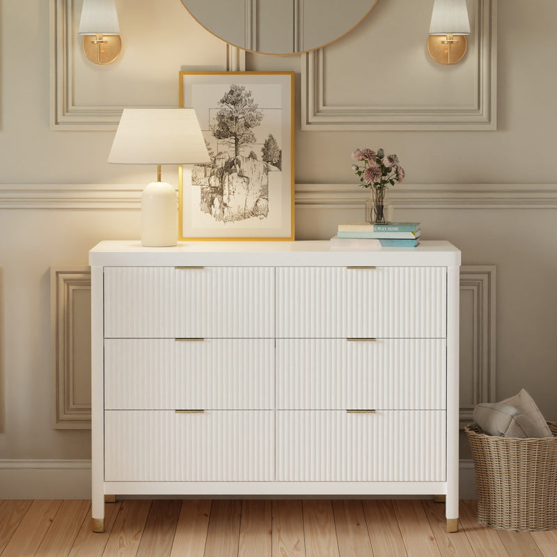 M26716RW,Brimsley 6-Drawer Assembled Dresser in Warm White