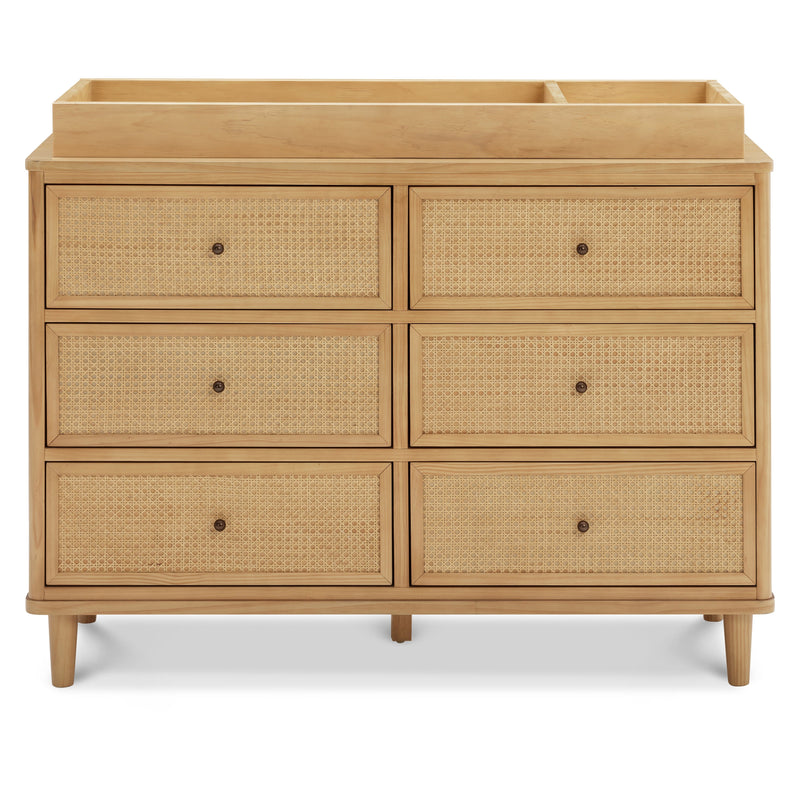M23716HYHC,Marin with Cane 6 Drawer Assembled Dresser in Honey and Honey Cane
