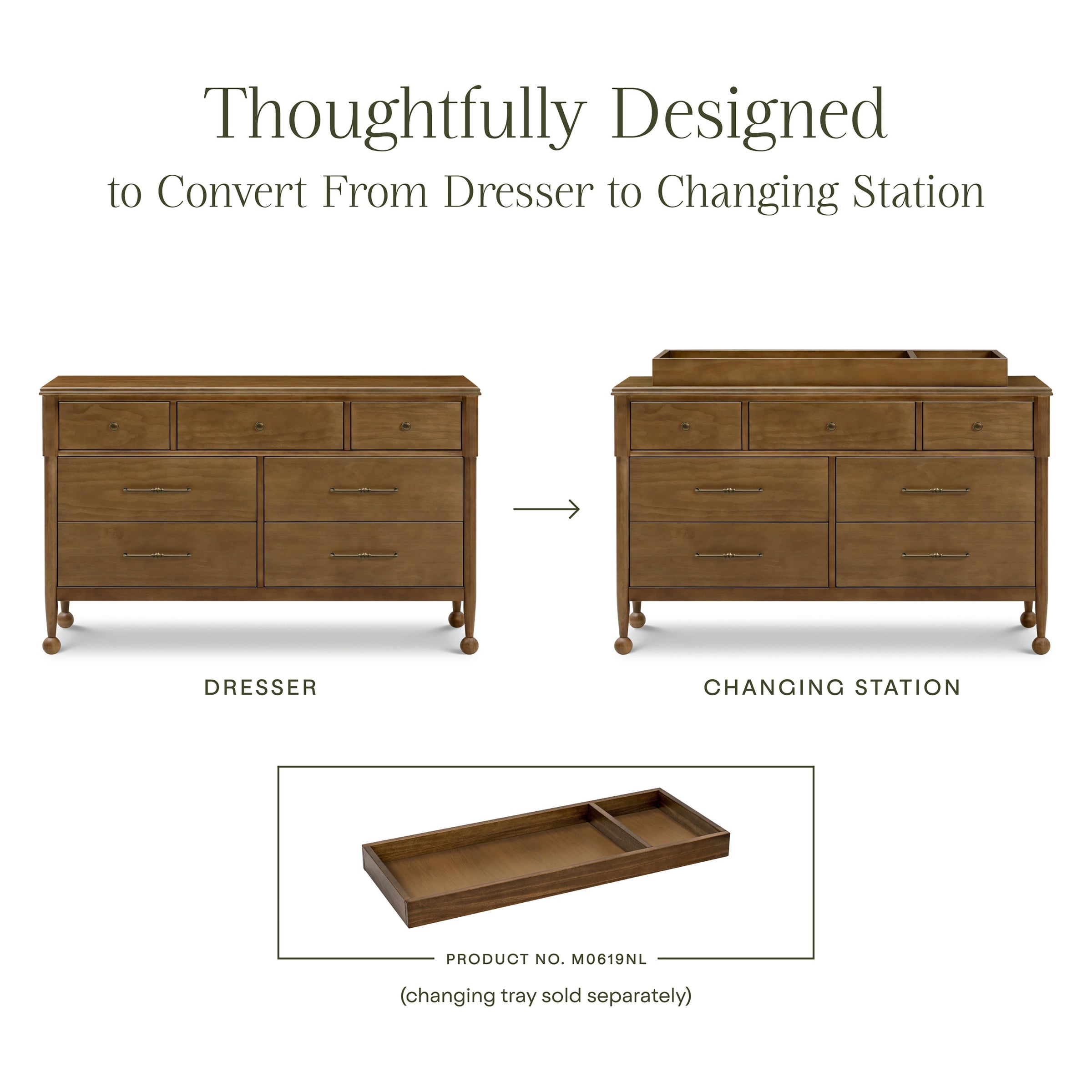 M31416NL,Alouette 7-Drawer Assembled Dresser in Natural Walnut