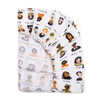 T28435,Women In History Muslin Crib Sheet in GOTS Certified Organic Cotton