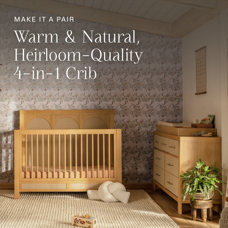 M24816HYPSEW,Eloise 7-Drawer Assembled Dresser in Honey & Performance Sand Eco-Weave