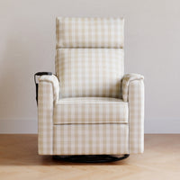 M17183TGH,Willa Deluxe Power Glider Recliner w/Heat&Massage in Tan Gingham