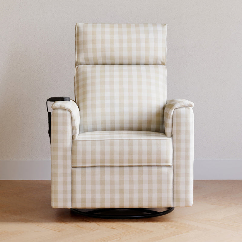 M17183TGH,Willa Deluxe Power Glider Recliner w/Heat&Massage in Tan Gingham
