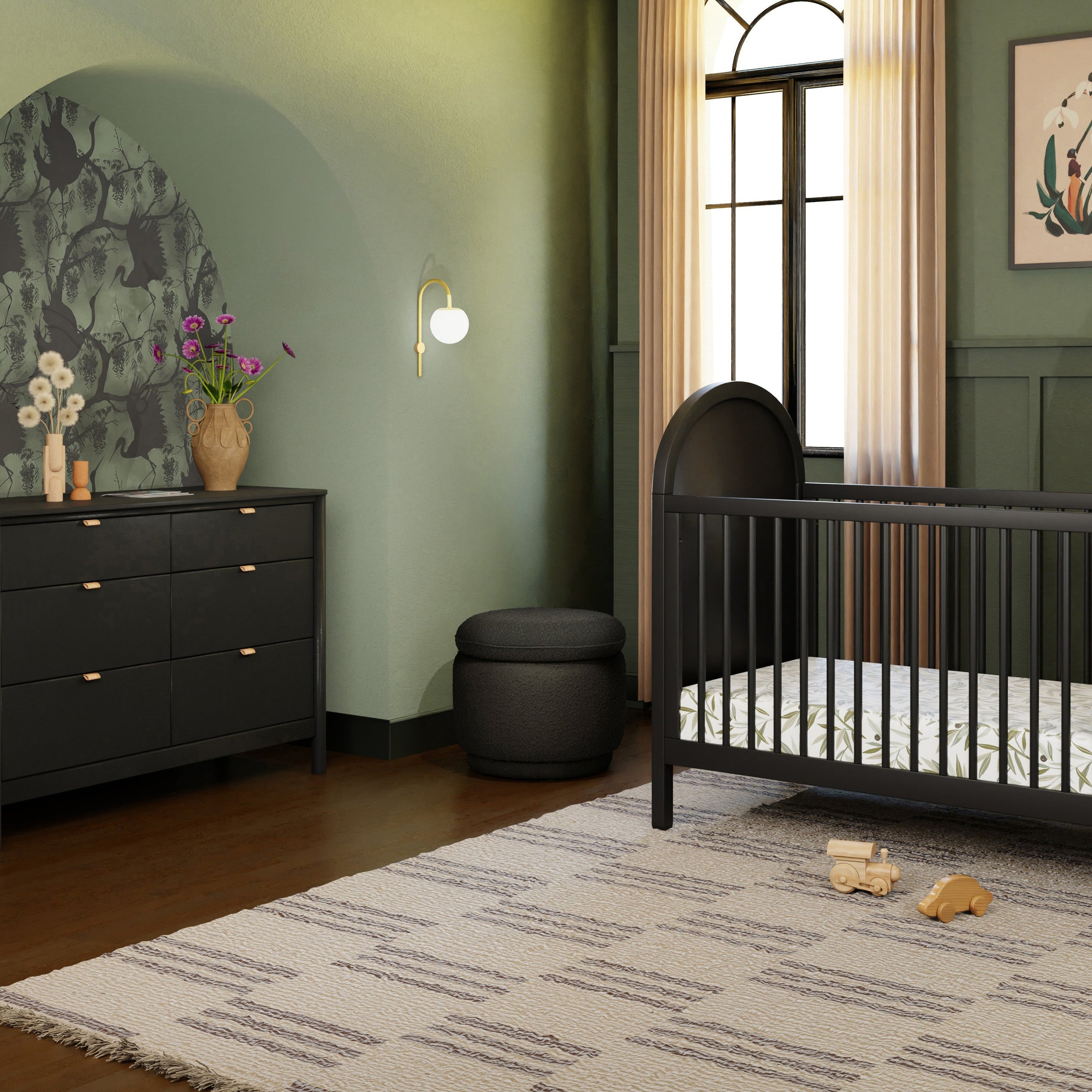 M22985BKB,Enoki Storage Ottoman in Black Boucle