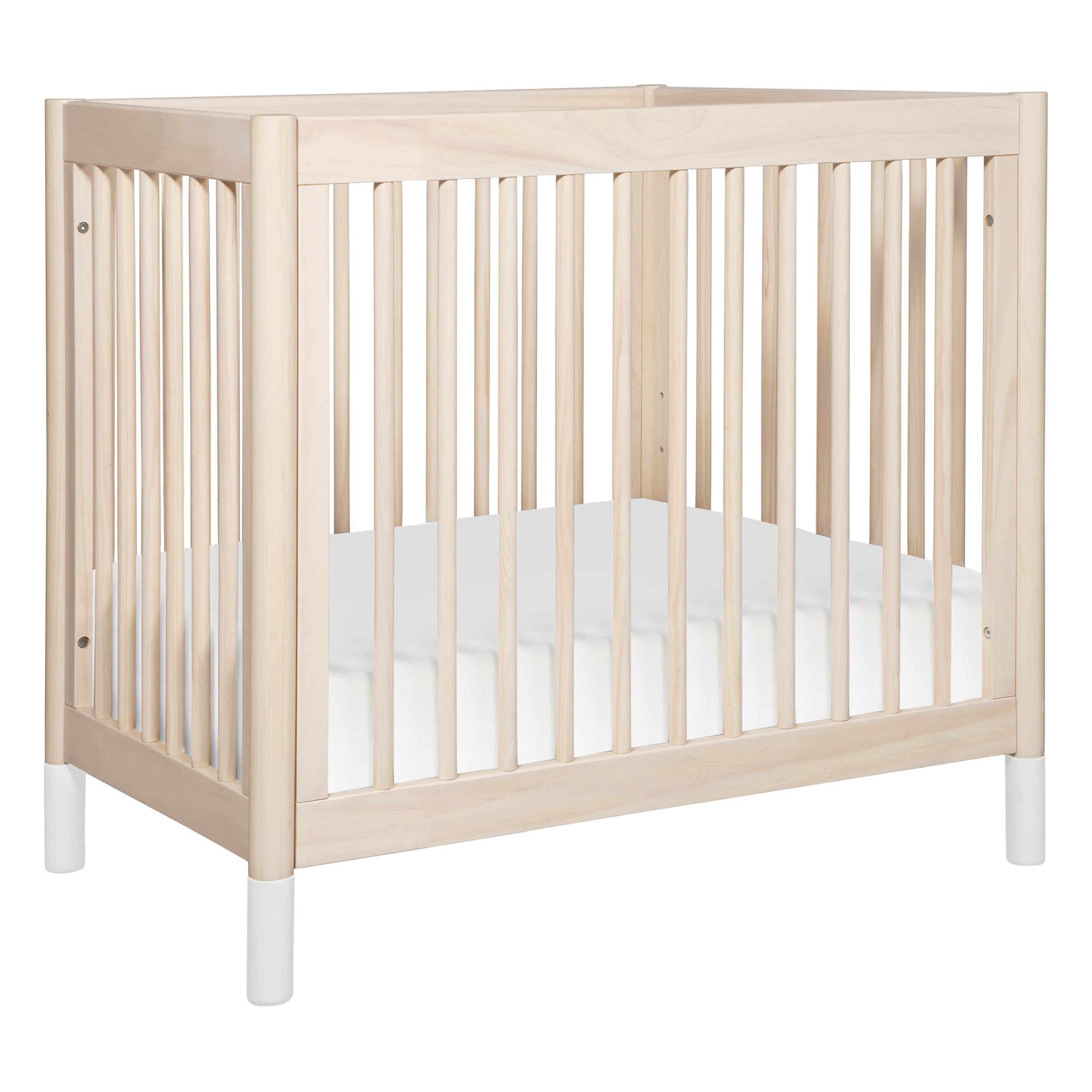M12998NXW,Gelato 4-in-1 Convertible Mini Crib and Twin bed in Washed Natural Finish w/White Feet