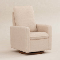 M20987CSGDB,Cali Pillowback Swivel Glider in Chai Shearling w/ Dark Wood Base