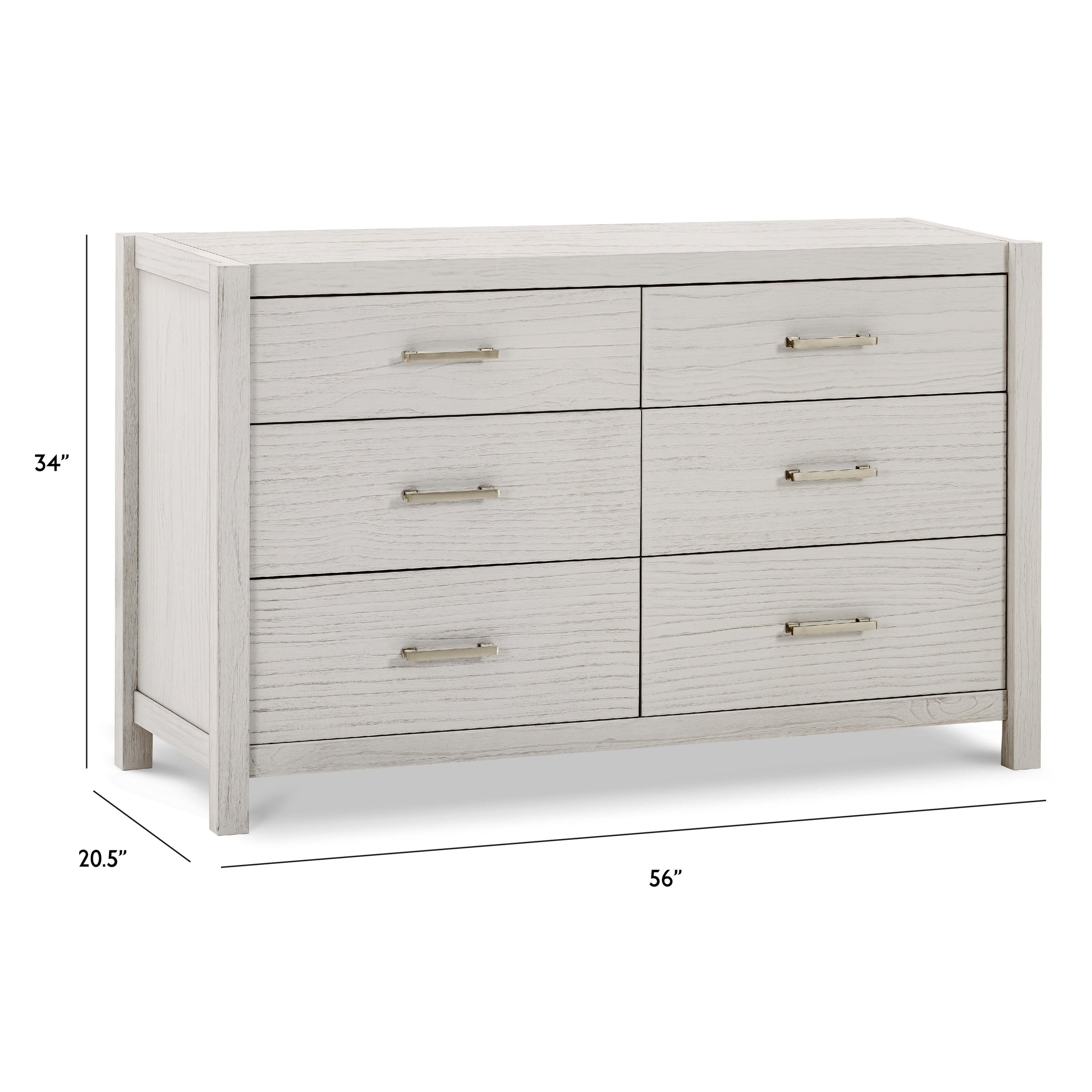 B26416WDF,Hemsted 6-Drawer Assembled Dresser in White Driftwood