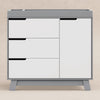 M4223GW,Hudson 3-Drawer Changer Dresser w/Removable Changing Tray in Grey/White
