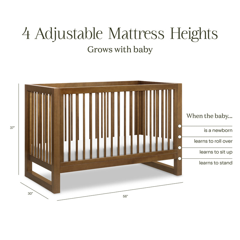 M23301NL,Nantucket 3-in-1 Convertible Crib w/Toddler Bed Conversion Kit in Natural Walnut