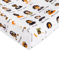 T28437,Women In History Quilted Muslin Changing Pad Cover in GOTS Certified Organic Cotton