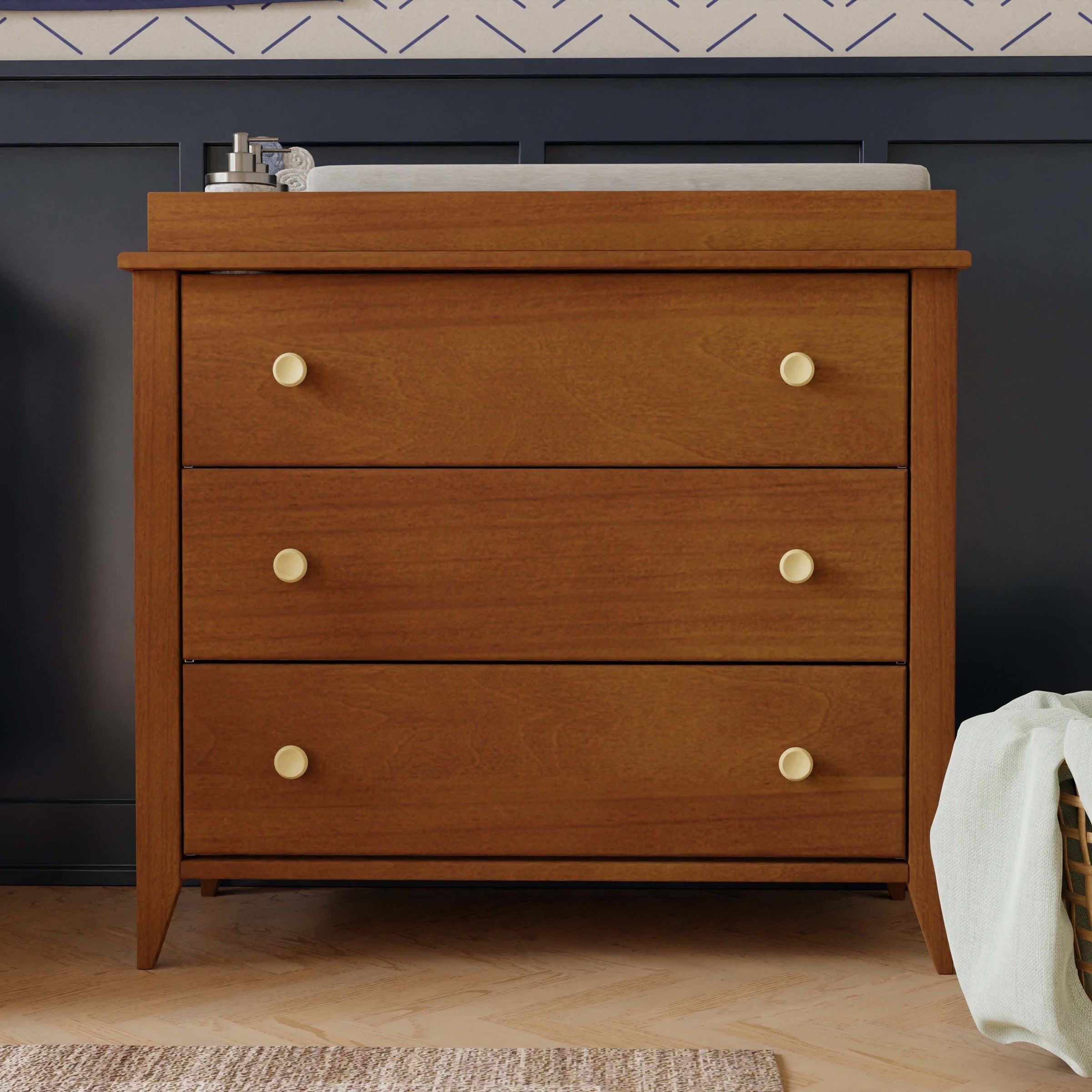 M10323CTN,Sprout 3-Drawer Changer Dresser in Chestnut and Natural Finish