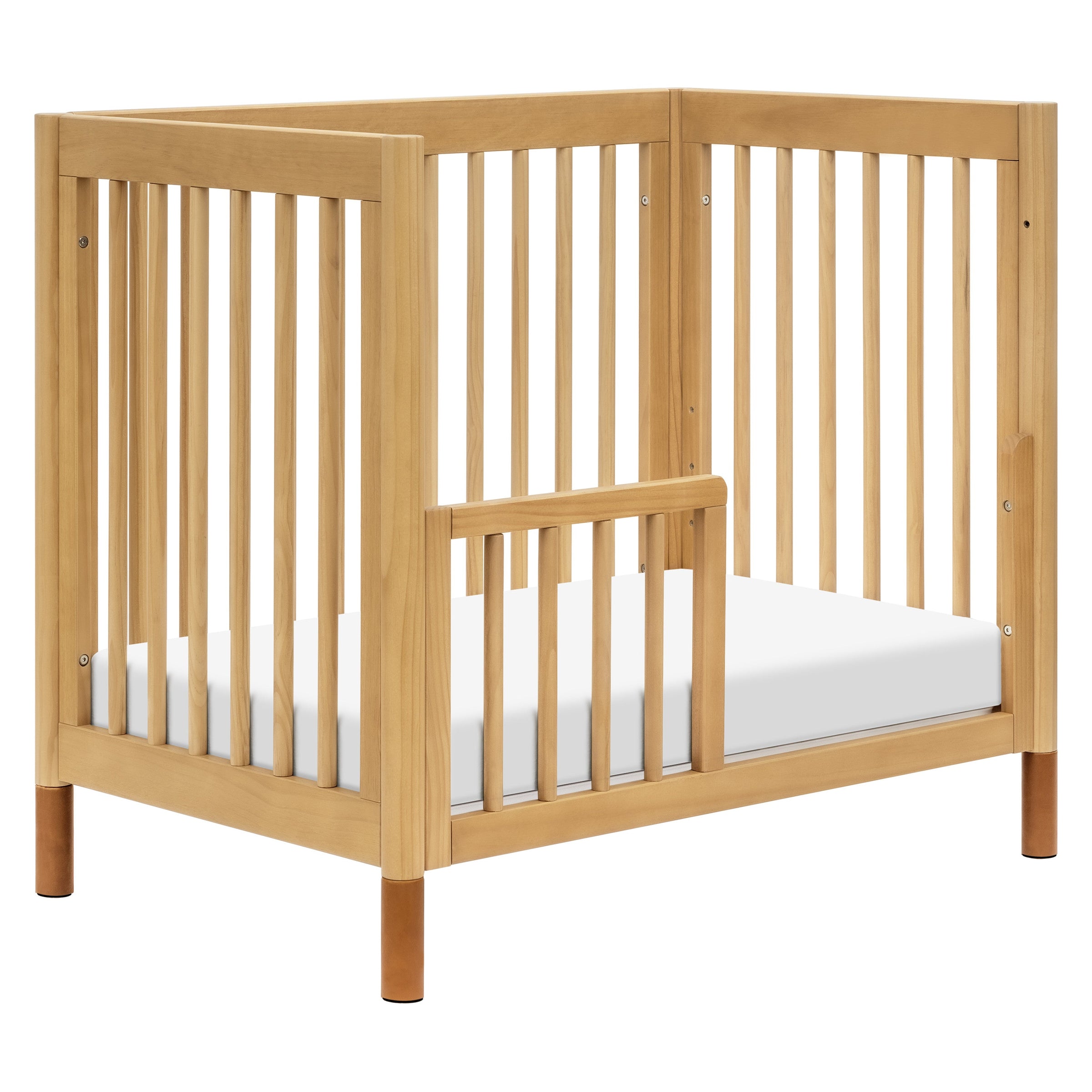 M12998HYVTL,Gelato 4-in-1 Convertible Mini Crib and Twin bed in Honey with Vegan Tan Leather Feet