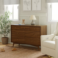 M15916NL,Palma 7-Drawer Double Dresser  Assembled in Natural Walnut