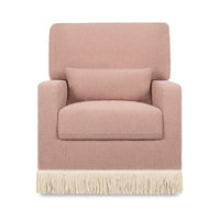 M21787RSBIF,Crawford Pillowback Comfort Swivel Glider in Rose Boucle with Ivory Tassel Fringe