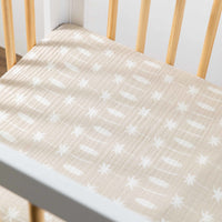 T27036,Beach Bum Muslin Mini Crib Sheet in GOTS Certified Organic Cotton