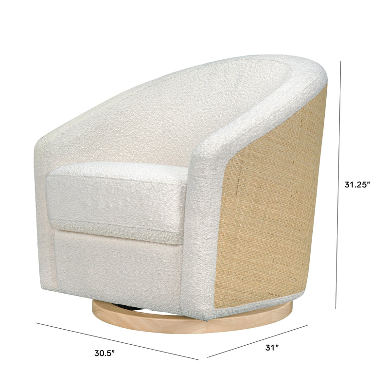 M5887WBCL,Madison Swivel Glider in Ivory Boucle and Cane w/Light Wood Base