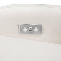 M23188PCMEWLB,Nami Glider Recliner w/ Electronic Control and USB in Performance Cream Eco-Weave w/Light wood base