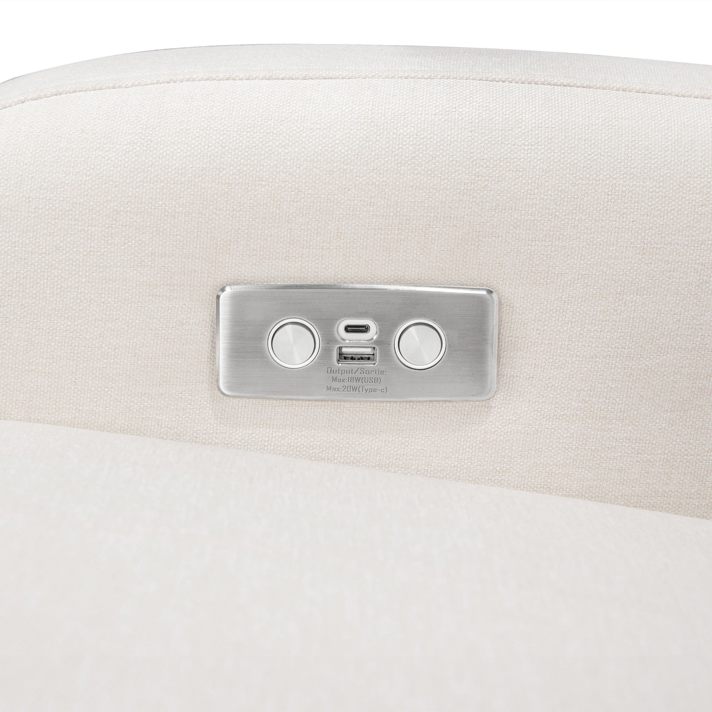 M23188PCMEWLB,Nami Glider Recliner w/ Electronic Control and USB in Performance Cream Eco-Weave w/Light wood base