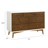 M15916RWNL,Palma 7-Drawer Double Dresser  Assembled in Warm White w/Natural Walnut