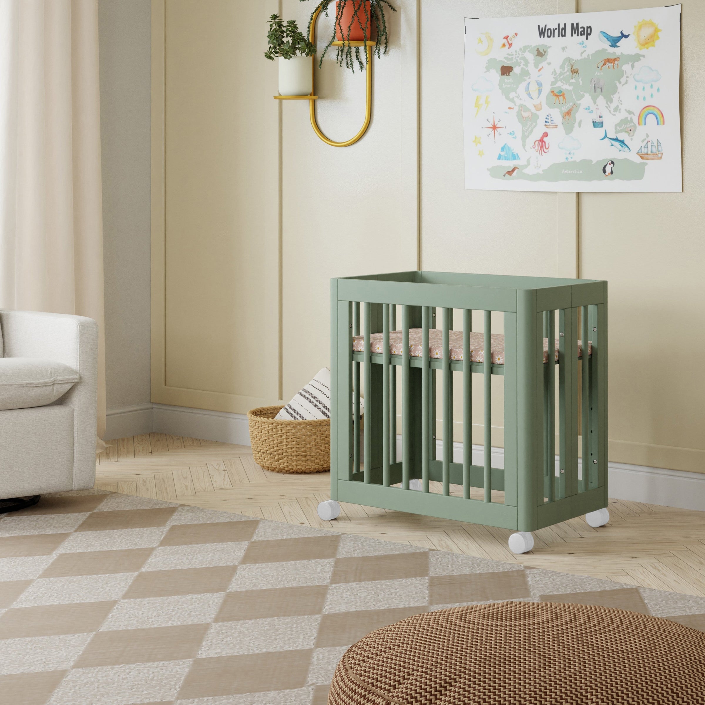 M23401LS,Yuzu 8-in-1 Convertible Crib w/All-Stages Conversion Kits in Light Sage