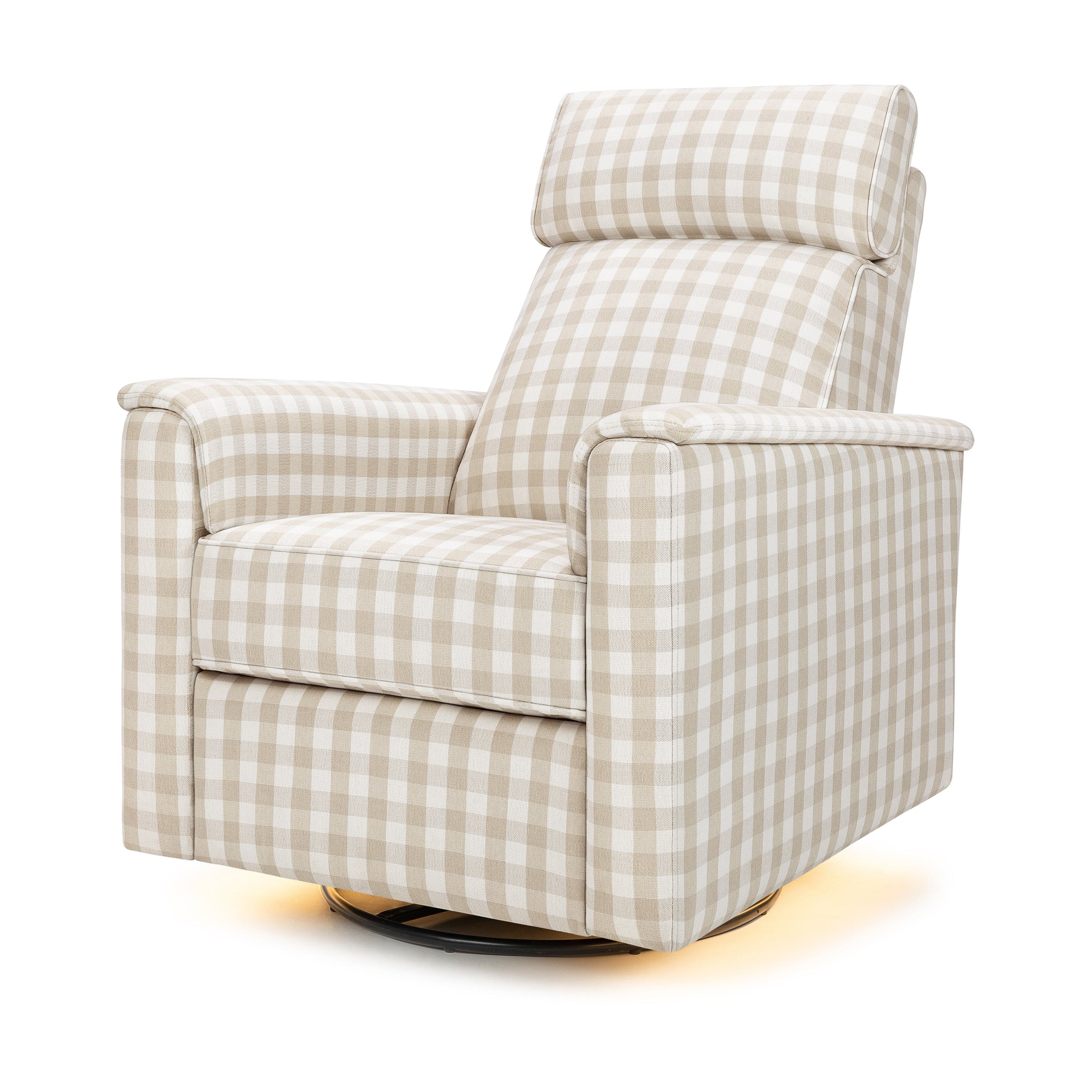 M17182TGH,Willa Pro Power Glider Recliner w/ Power Lumbar in Tan Gingham