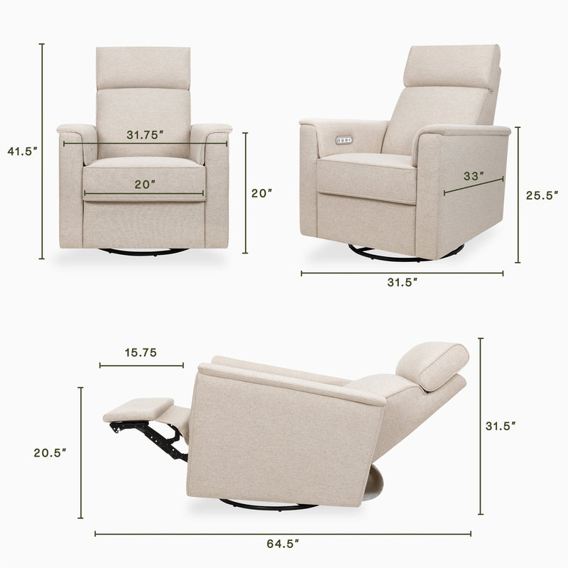 M17186PBEW,Willa Plus Power Glider Recliner w/ Power Headrest in Performance Beach Eco-Weave