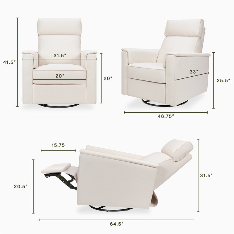 M17182PCMEW,Willa Pro Power Glider Recliner w/ Power Lumbar in Performance Cream Eco-Weave