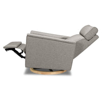 B17186PGEWLB,Willa Plus Power Glider Recliner w/ Power Headrest in Performance Grey Eco-Weave w/Light Wood Base