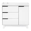 M4223W,Hudson 3-Drawer Changer Dresser w/Removable Changing Tray in White